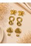 3-Piece Earring Set Silver & Yellow Color Stylish Design - 2