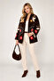 Women's Brown Embroidered Kimono Cashmere Jacket Floral Pattern Oversize Loose Sleeve Bohemian Pinterest - 2