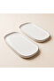 Modern Platinum Silver Gilded Cream Porcelain 2-Piece Kayık Serving Plate Set 30 cm - 7