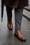 Men's Brown Zippered Ankle Boots Classic City Style Casual Men's Leather Boots - 3