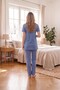 Rosette Floral Patterned Maternity and Postpartum Pajama Set with Lace Detail and Robe - 5