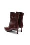 Burgundy Color Belt Detailed Pointed Toe Women's Heeled Boots - 4