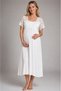 Women's Ecru Maternity Pajama Set Maternity Nightgown Dressing Gown Lace Cotton Nursing Clothing - 2