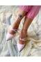 VERONICA POWDER RUGAN 2 BUCKLE SHORT HEEL SANDALS - 4