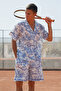 Patterned Linen Men's Pajama Set - 3