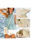 Women's bohemian straw shoulder bag khaki with tassels - 5