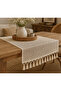 Natural Wicker Textured Cotton Tasseled Decorative Runne