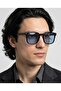 Mocha Blue Glass Black Framed Cornered Unisex Sunglasses Hit Model Cornered Unisex