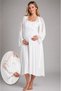 Women's Ecru Maternity Pajama Set Maternity Nightgown Dressing Gown Lace Cotton Nursing Clothing - 3
