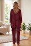 Rosette Floral Patterned Maternity and Postpartum Pajama Set with Lace Detail and Robe - 3