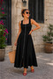 Timeless Elegance - Women's Square Neck Front Zipper Long Crepe Dress - 4