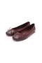 Burgundy Color Polka Dot Patterned Round Toe Women's Ballerinas - 5