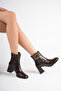 Women's Bitter Brown Thick Heeled Boots & Booties - 5