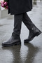 Men's Black Chelsea Boots with Zipper, Elastic Thick Sole, Casual City and Winter Short Boots