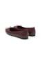 Burgundy Color Polka Dot Patterned Round Toe Women's Ballerinas - 6