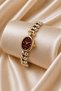 Women's Steel Watch Two-Tone Burgundy Dial Ying Design Vintage Watch – Limited Edition 2026 Women's Wristwatch - 2