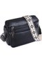 Women's crossbody shoulder bag black faux leather 22.5x10x19cm