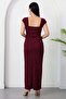Square Neck Thick Strap Glitter Dress Grs4139 - 7