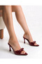 Women's patent leather bow detail pointed toe stiletto heel elegant heeled mules - 3