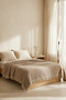 Natura Soft Ecru 4 Layer Muslin Double Bedspread 220X230 cm 100% Cotton Multi-Purpose Sofa Cover and Tv Blanket - 5