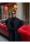 Women's Zippered High Collar Oversized Basic Jacket with Draped Sleeves New Season - 4