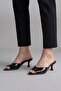 Heeled Women's Slippers - 5 cm Thin Heeled Women's Slippers Black Yanki - 3