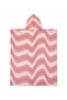 Printed Towel Poncho, 80x100 Oversized Beach, Pool, and Post-Shower Towel—Pink Wave Pattern—has a defect - 2