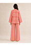 Coral Striped Linen Double Pants Summer Set - 3