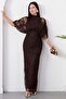 High Collar Sleeveless Glitter Dress Grs4153 - 5
