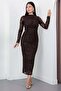 Crew Neck Gathered Long Sleeve Glitter Dress Dks1463 - 6