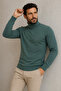 Men's 100% Cotton Half Turtleneck Sweater Long Sleeve Relaxed Fit Basic Knitwear Sweater