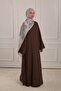 Linen Dress with Laced Sleeves Bitter Brown