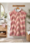 Printed Towel Poncho, 80x100 Oversized Beach, Pool, and Post-Shower Towel—Pink Wave Pattern—has a defect - 4