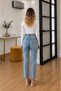 Women's High Waist Straight Cut Lycra Jean Trousers - 3