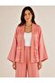 Coral Striped Linen Double Pants Summer Set