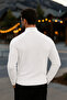 Men's Basic Winter Half-Throat Long White Sweater - 3