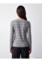 Lcw Everyday Anthracite Crew Neck Striped Women's Bodysuit - 4