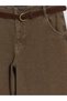 Lcw Eco Brown Belted Wideleg Women's Jean Trousers - 7