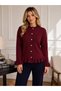 Women's Ruffle Detailed Buttoned Knitwear Cardigan Long Sleeve Casual Top