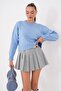 Women's Crew Neck Ribbed Knit Sweater 265162 - - 2