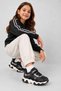 Girl's Black Sports Shoes with Velcro Flexible Laces and Thick Sole Casual Sneakers