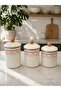 3-Piece Cutie Wooden Handle Enamel Jar Set Spice Rack with Heart Pattern