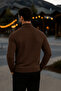 Men's Basic Winter Half-Throat Long Brown Sweater - 6