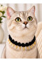 Cat Collar Black with Gold Leaf Detail Handmade Cat Neck Accessory