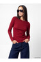 Lcw Everyday Burgundy Crew Neck Women's Bodysuit