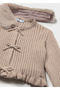 Beige Baby Girl Fur Collared Cardigan 2386 - 4