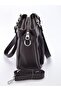 Women's Multi-Compartment Brown Leather Shoulder Bag - 3