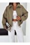 Belted Bomber Zippered Trench Jacket - 2