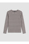 Lcw Everyday Anthracite Crew Neck Striped Women's Bodysuit - 5