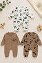 Dinosaur Patterned 3-Piece Baby Boy Jumpsuit